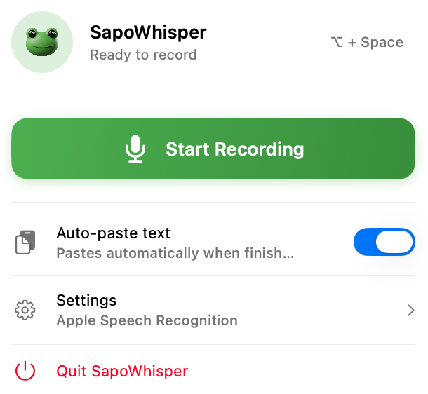 SapoWhisper App Interface
